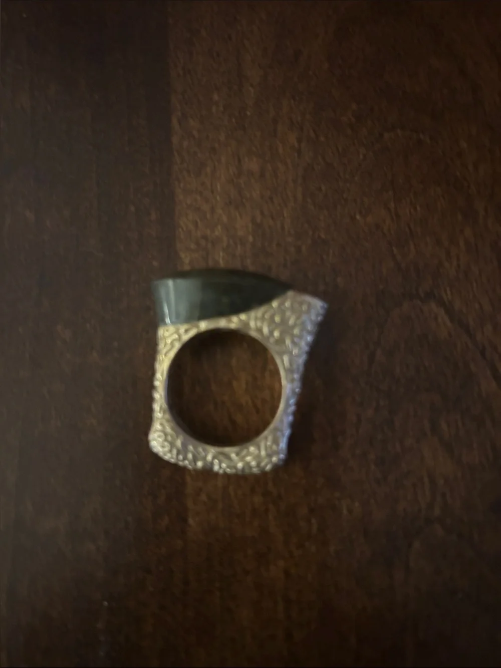 Green Stone Gold-Tone Statement Ring